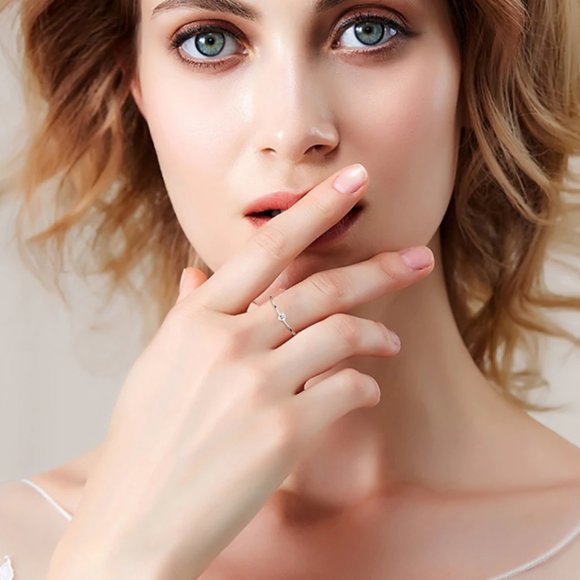 Simple Heart Solitaire Ring with Cubic Zirconia - Picture 4 of 10